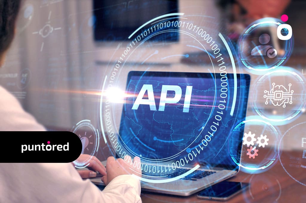 Imagen que representa la conexión entre diferentes servicios mediante una API.